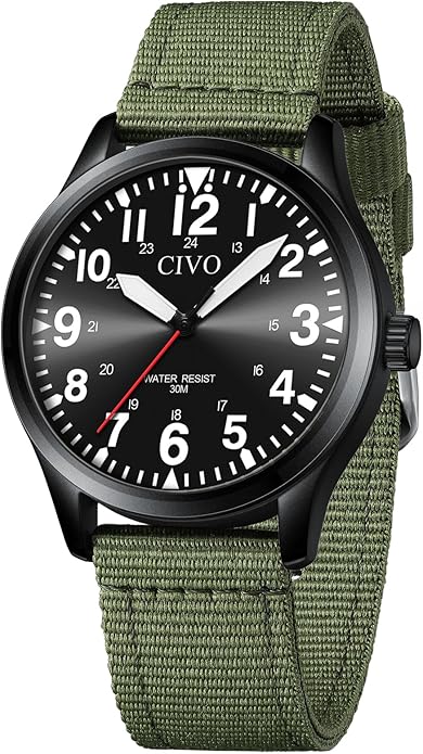 CIVO Analog Wrist Watches for Men: Waterproof Stainless Steel Mens Watches - Silver Watch with Easy Read Dial Men's Watch for Gift