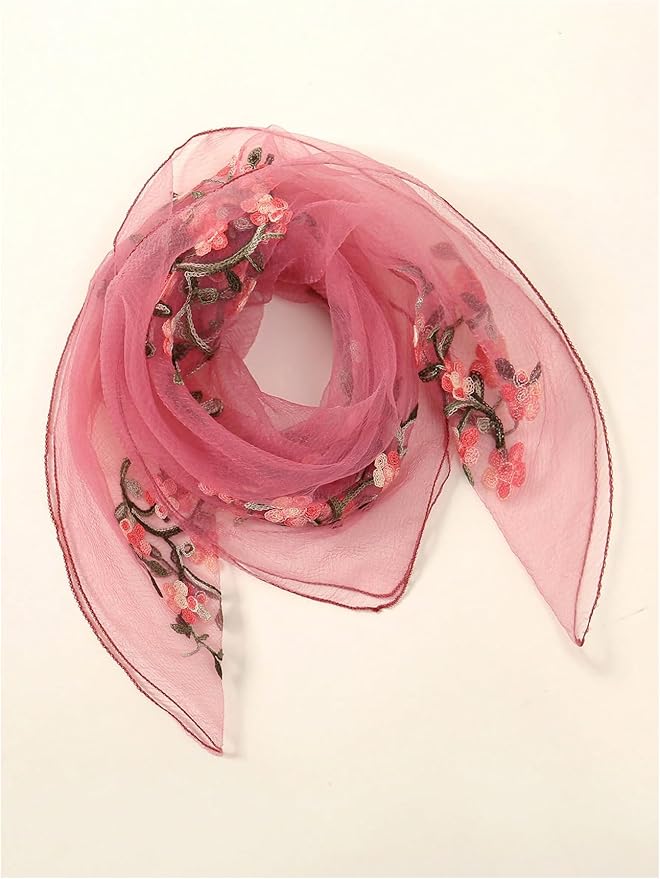 Floerns Women's Flower Embroidery Hair Scarf Headband Sheer Lace Hair Bandana