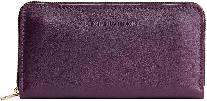 Portland Leather Goods Women's Accordion Zip Wallet – Handcrafted in Durable, Full-Grain Leather – 8 Card Slots & Secure Zippered Pocket – Plum