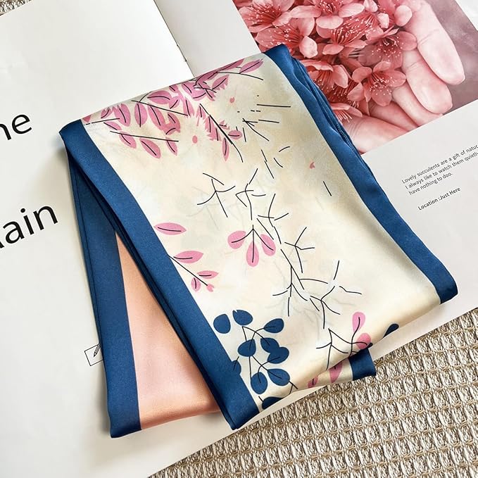 Silk Head Scarf for Hair Fashion Headwrap for Women Lightweight Neck Tie