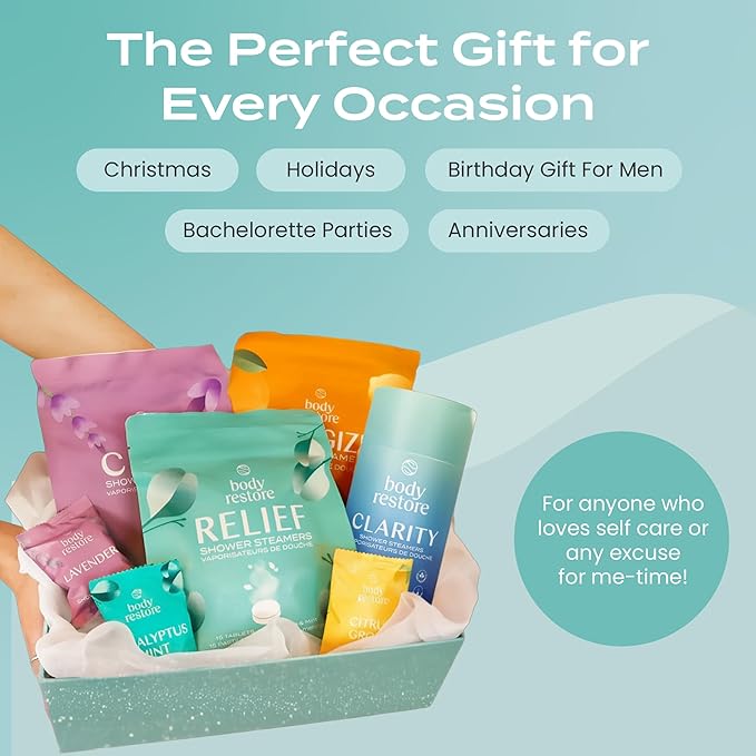 Body Restore Shower Steamers Aromatherapy 15 Pack – Valentines Day Gifts for Her and Him, Birthday Gifts for Women and Men, Relaxation, Stress Relief, Self Care – Eucalyptus