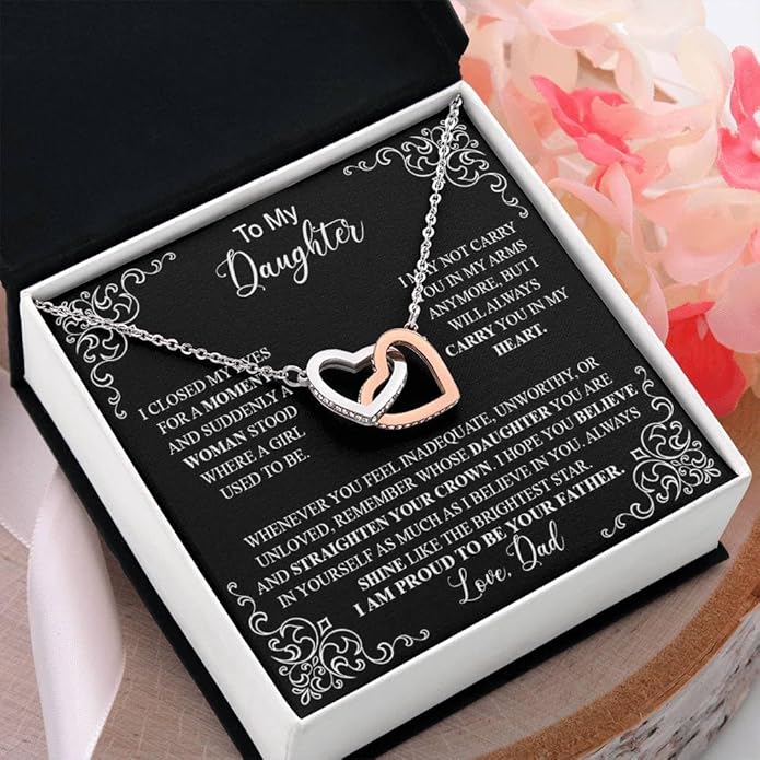 VIRAGIL To My Daughter Gift Necklace From Dad or Mom - Badass Daughter Jewelry With Heartfelt Message & Elegant Box