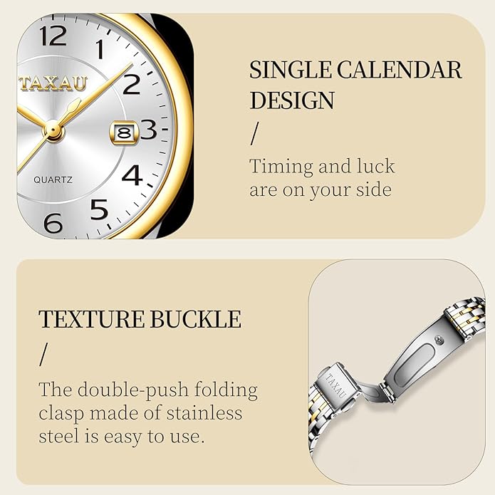 Gold Silver Two Tone Women Stainless Steel Watch Small Wrist ElegantDress Watch for Women Fashion Luxury Waterproof Day Date Analog Quartz Ladies Watches