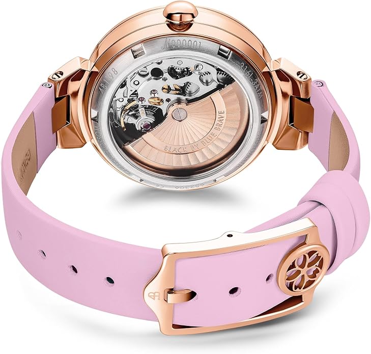 Women Watches Cherry Blossom Women's Watch Mother of Pearl Dial Ladies Watch with Leather Strap Sakura Petal Shape Cherry Blossom Watches for Women Sapphire Crystal Glass for Durability and Clarity