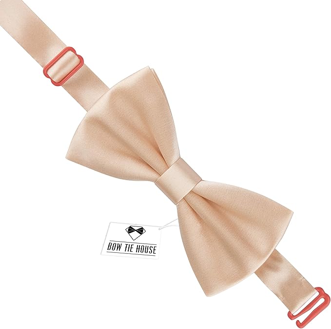 Bow Tie House Real Silk Classic Pre-Tied Bow Tie Formal Solid Tuxedo with Gift Box