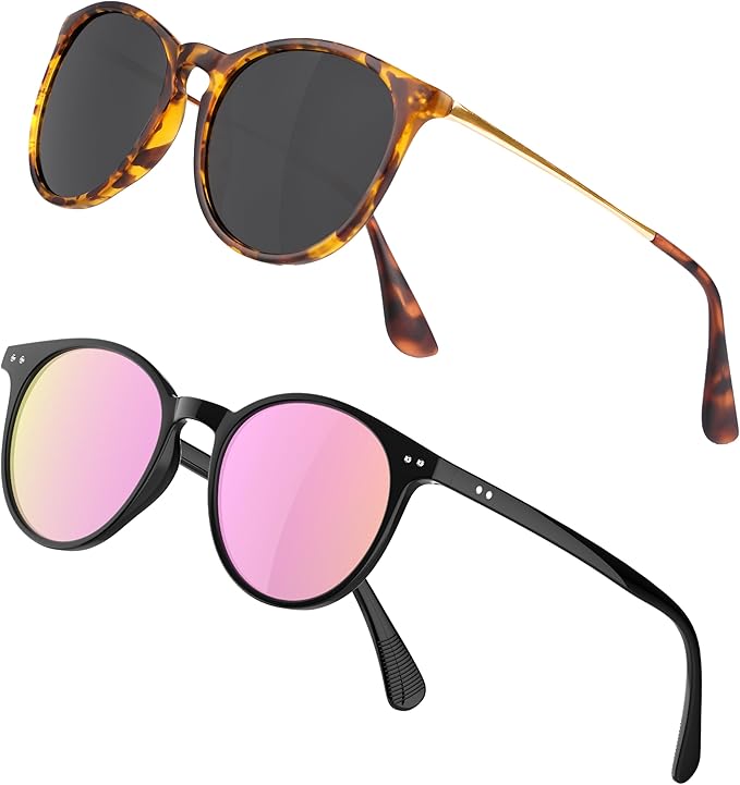 Vintage Round Polarized Sunglasses for Women Men Classic Retro Trendy Designer Style Sun Glasses UV400 Protection