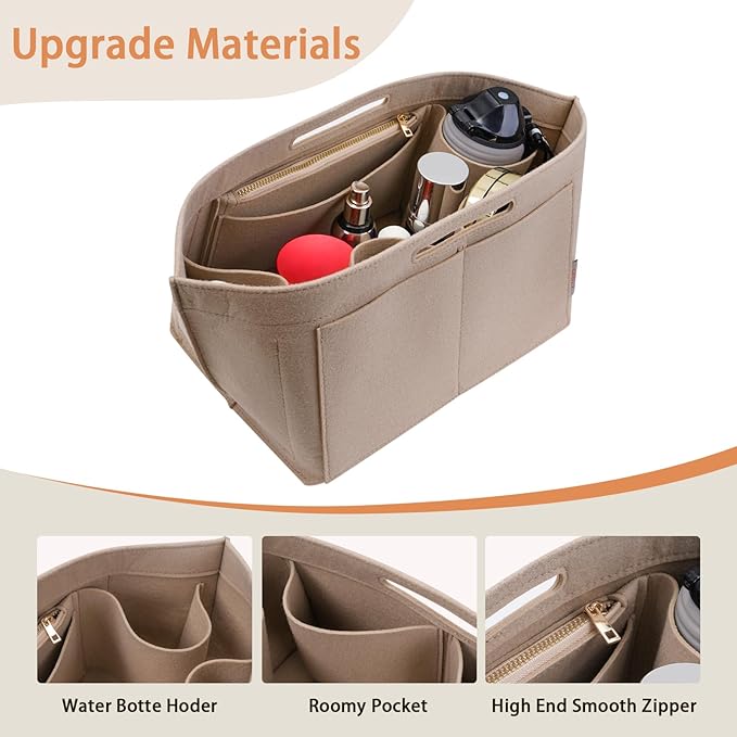 ZTUJO Purse Organizer Insert For Longchamp Le Pliage, Premium Felt Longchamp Purse Organizer Insert (Beige, Medium For Shoulder Bag S & Energy Small & Xtra S)