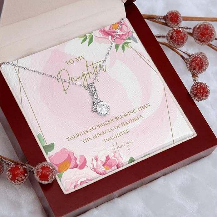 VIRAGIL To My Daughter Gift Necklace From Dad or Mom - Badass Daughter Jewelry With Heartfelt Message & Elegant Box