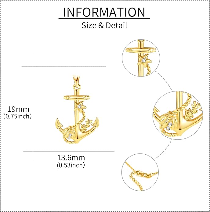ELFRONT Mothers Day Gifts 14k Real Gold Dainty Necklace, Solid Gold Delicate Pendant For Women Mom Lover