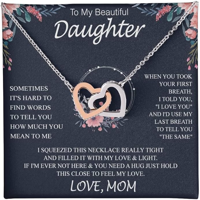 VIRAGIL To My Daughter Gift Necklace From Dad or Mom - Badass Daughter Jewelry With Heartfelt Message & Elegant Box