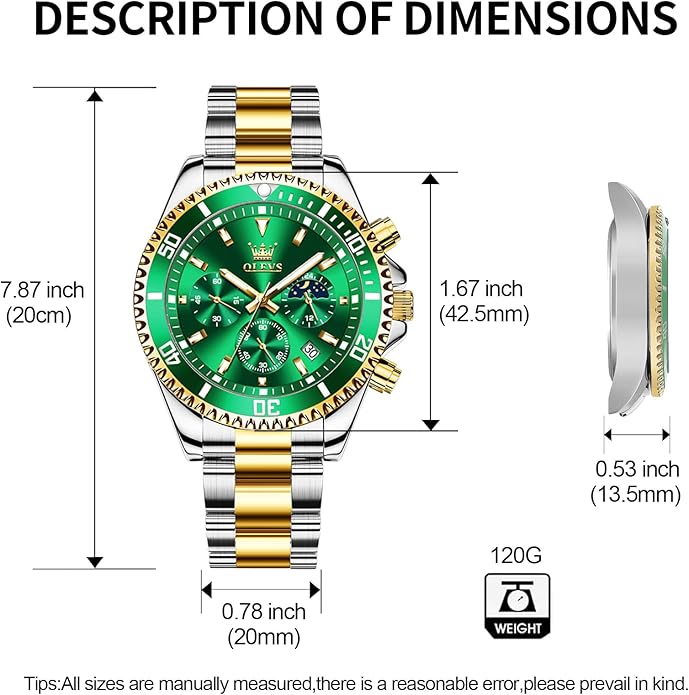 OLEVS Mens Watches Big Face Stainless Steel Waterproof Date Analog Quartz Watches Fashion BusinessWrist Watches for Men…