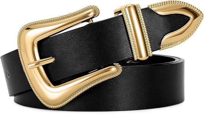 Genuine Leather Belt for Women - Silver Buckle Strap for Jeans & Dresses