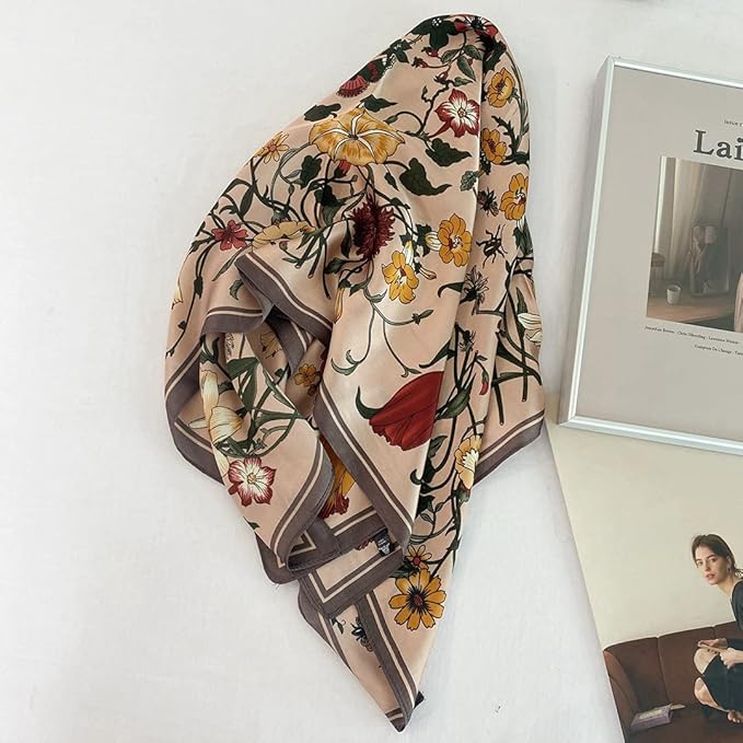 Livrerpi Silk Feeling Head Scarf Fashion Satin Hair Scarf Square Long Scarves for Women Gifts