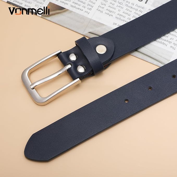VONMELLI Women's Soft Faux Leather Belt for Jeans Pants Dress Fashion Ladies Waist Belt with Gold/Silvery Buckle