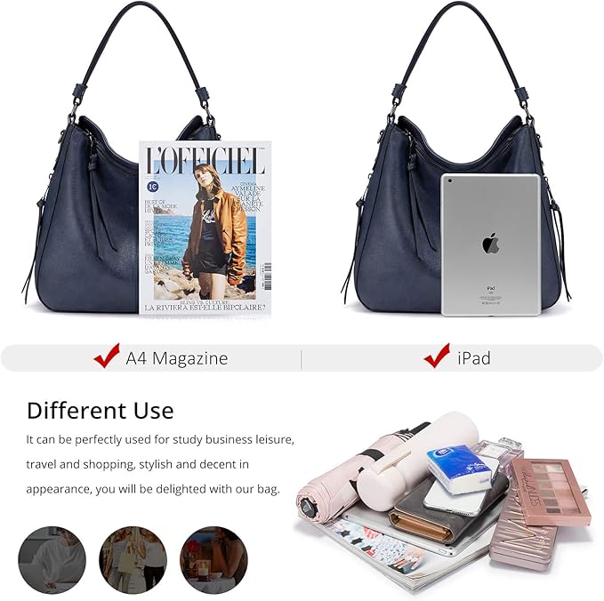 Realer Hobo Crossbody Bags for Women Designer Faux Leather Hobo Handbags Retro Large Size Shoulder Bag Bucket Purse