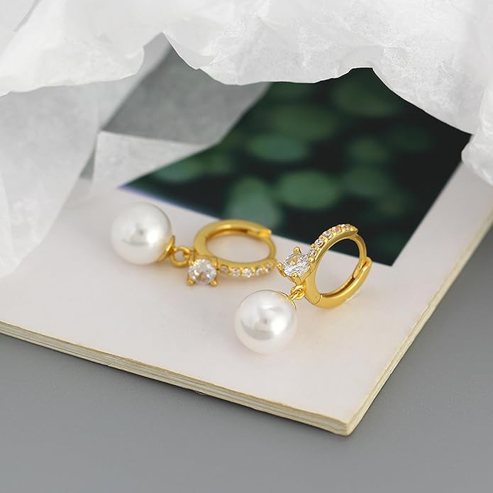 Long Pearl Earrings for Women 925 sterling silver Pearl Dangle Earrings Hypoallergenic Elegant Wedding Pearl Tassel Earrings for Bridal Christmas Gift…