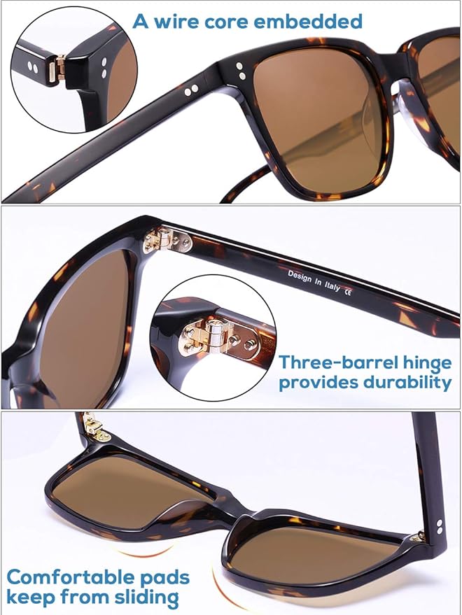 CARFIA Polarized Sunglasses for Women: Acetate, Small/Medium Size, UV400 Anti Glare CA5354
