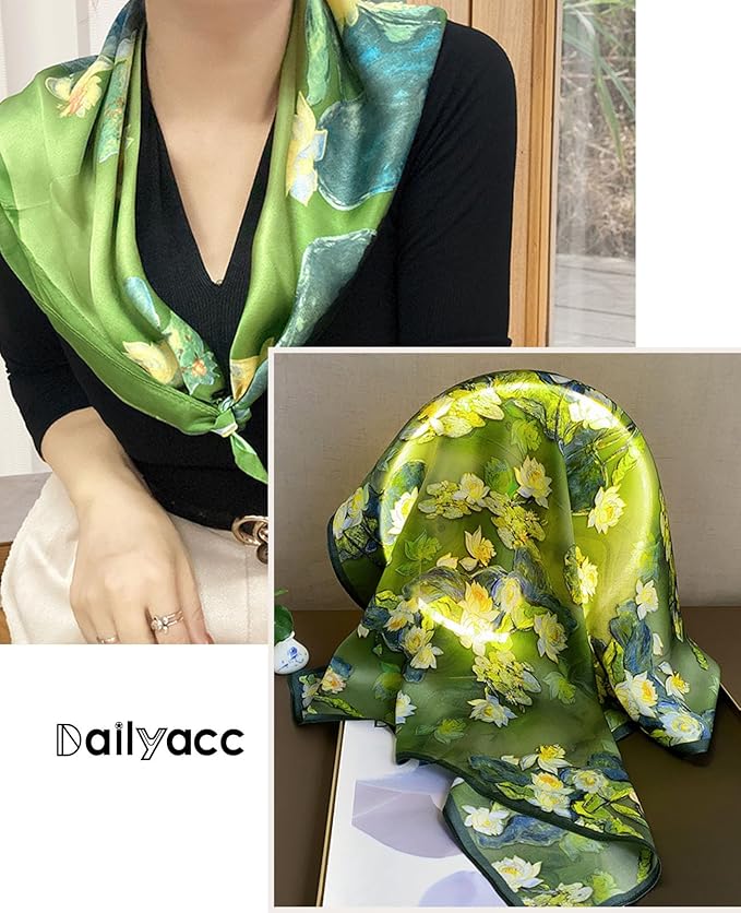 Dailyacc Hair Bandanas Scarf For Women Lightweight Fashion Neck Silk Satin Head Scarves For Sleeping Handbags Scarf