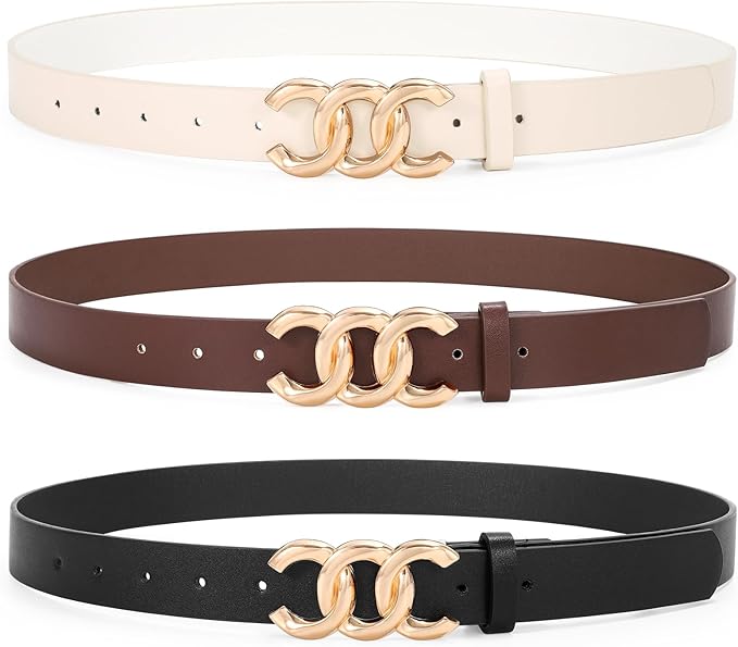 TRIWORKS 3 Pack Women's Belts for Jeans Pants Fashion Waist Belts for Ladies Leather Belts
