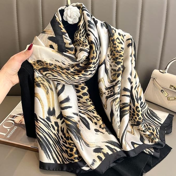 YOUR SMILE Large Mulberry Silk Feeling Long Stain Scarf Lightweight Sunscreen Shawls Wraps for Women