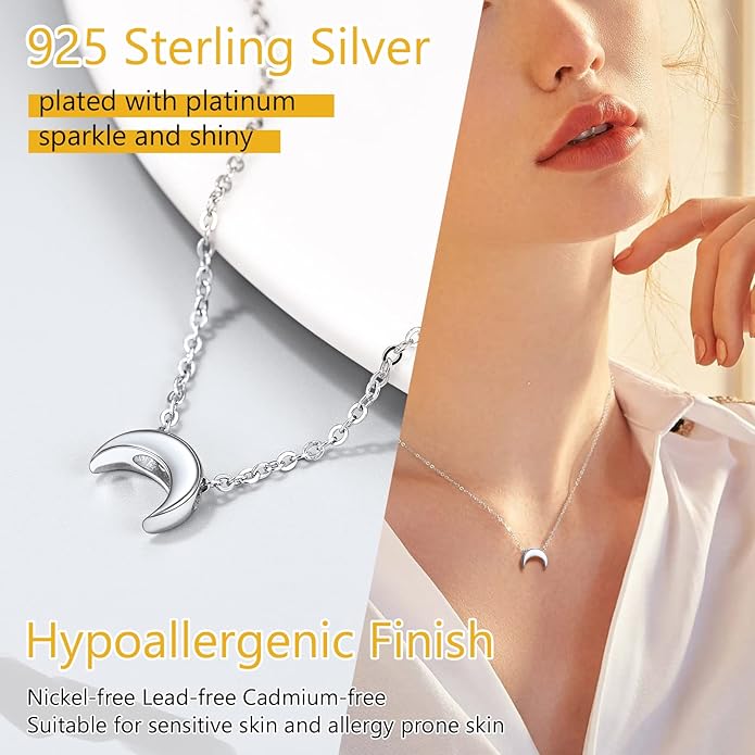PROSILVER 925 Sterling Silver Necklace for Women | Dainty Delicate Adjustable Choker with Heart/Star/Moon/Vertical Bar Pendant, Hypoallergenic Tarnish Resistant Everyday Jewelry Gift for Her