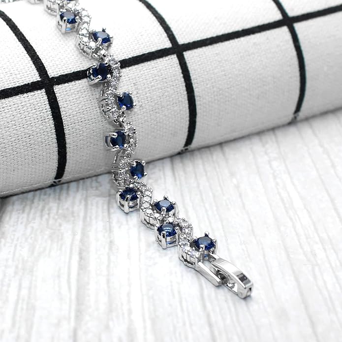 18K White gold Full Diamond Bracelet Paired with Pure Natural Moissanite Diamond Sapphire Shining and Brilliant Women's Versatile ﻿