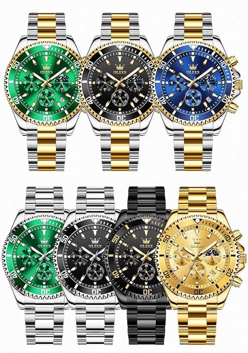 OLEVS Mens Watches Big Face Stainless Steel Waterproof Date Analog Quartz Watches Fashion BusinessWrist Watches for Men…