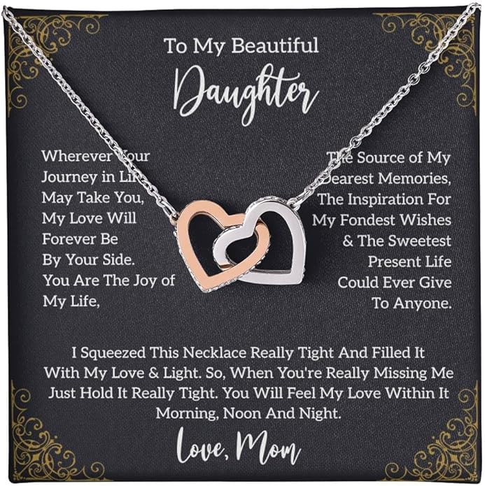 VIRAGIL To My Daughter Gift Necklace From Dad or Mom - Badass Daughter Jewelry With Heartfelt Message & Elegant Box