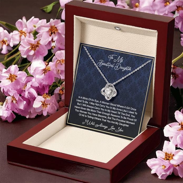 VIRAGIL To My Daughter Gift Necklace From Dad or Mom - Badass Daughter Jewelry With Heartfelt Message & Elegant Box