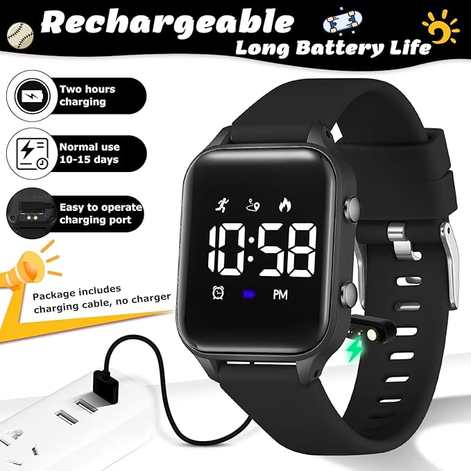 L LAVAREDO Kids Digital Watches for Boys Girls,Waterproof Sport Watch with Pedometer Stopwatch Vibration Alarm for Ages 5-13,No App Fitness Tracker Watch for Kids Teens Birthday Christmas Gifts