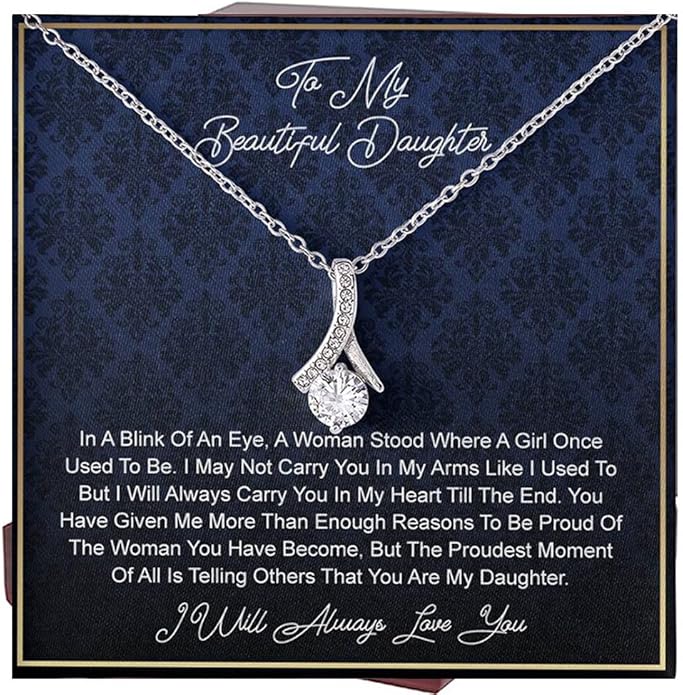 VIRAGIL To My Daughter Gift Necklace From Dad or Mom - Badass Daughter Jewelry With Heartfelt Message & Elegant Box