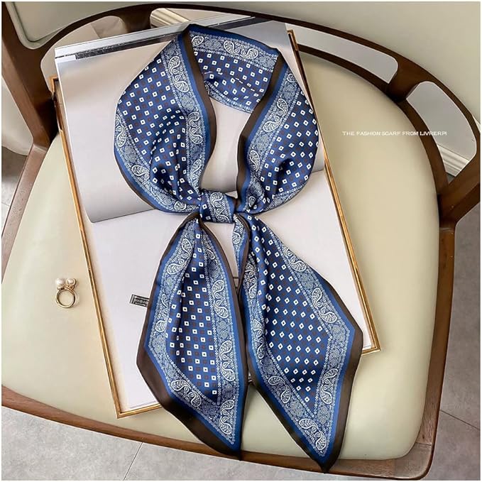 Livrerpi Silk Feeling Head Scarf Fashion Satin Hair Scarf Square Long Scarves for Women Gifts
