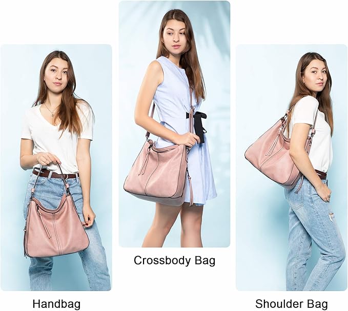 Realer Hobo Crossbody Bags for Women Designer Faux Leather Hobo Handbags Retro Large Size Shoulder Bag Bucket Purse