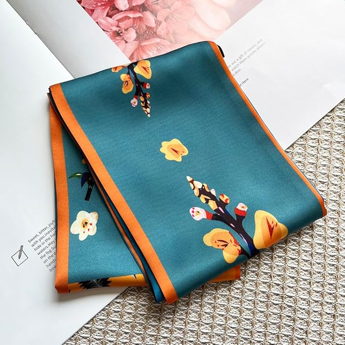 Silk Head Scarf for Hair Fashion Headwrap for Women Lightweight Neck Tie