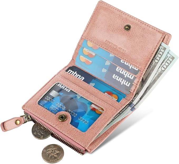 Lavemi Ultra Thin Small Compact Leather Womens Girls Wallets RFID Blocking Credit Card Holder for Women