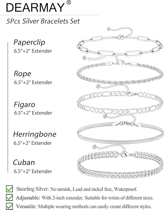 DEARMAY Gold Bracelets for Women Waterproof, 14K Gold Plated Jewelry Sets Trendy Thin Dainty Stackable Cuban Link Paperclip Chain Bracelet Pack Fashion Accessories Gifts for Womens