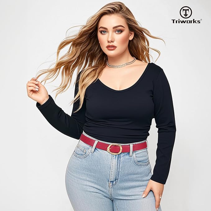 TRIWORKS 2 Pack Leather Belts for Women Fashion Waist Belt with Liquid Shapes Women Belt for Jeans Pants Dresses