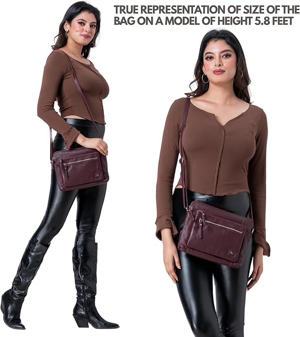 Wise Owl Accessories Small Soft Pebbled Real Leather Crossbody Handbags Purses Sling Crossover Shoulder Bag