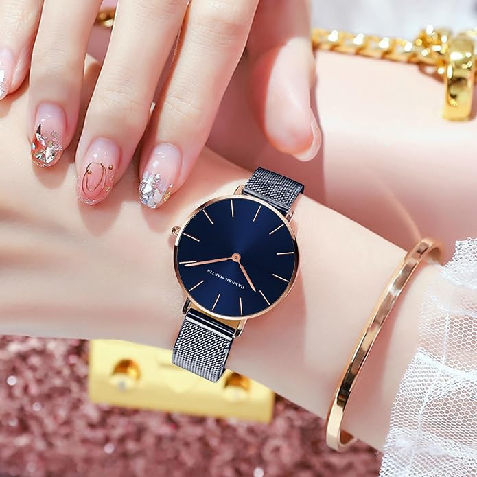 HANNAH MARTIN Watches for Women Waterproof Ladies Analog Quartz Wrist Watches Stainless Steel Band Fashion Dainty Female Watch Luxury Bracelet Diamond