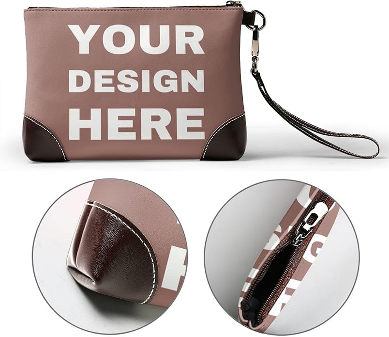 Custom Leather Wristlet Personalized Wallets For Women Men Wristlet Handbags Customized Clutch Purses For Women