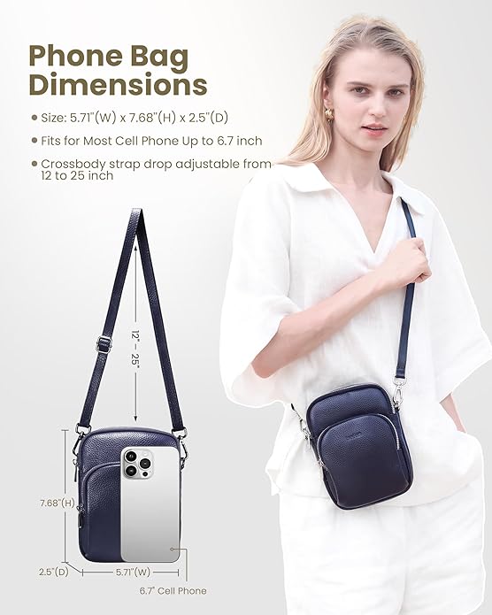 befen Small Genuine Leather Crossbody Bag for Women Trendy Crossbody Purses with RFID Blocking Card Slots