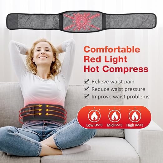 Heating Pad for Back Pain Relief, Cordless Electric Waist Belt Device with Massager, Back or Belly Heating Pad for Women and Girl