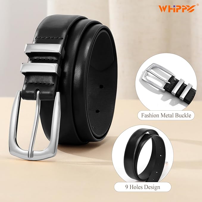 WHIPPY Women's Leather Belts for Jeans Pants Fashion Ladies Belt Gold Buckle Belts for Women