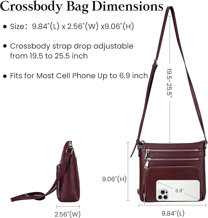befen Genuine Leather Crossbody Bags for Women, Medium Anti-Theft Shoulder Purse with Built in RFID Wallet for Travel