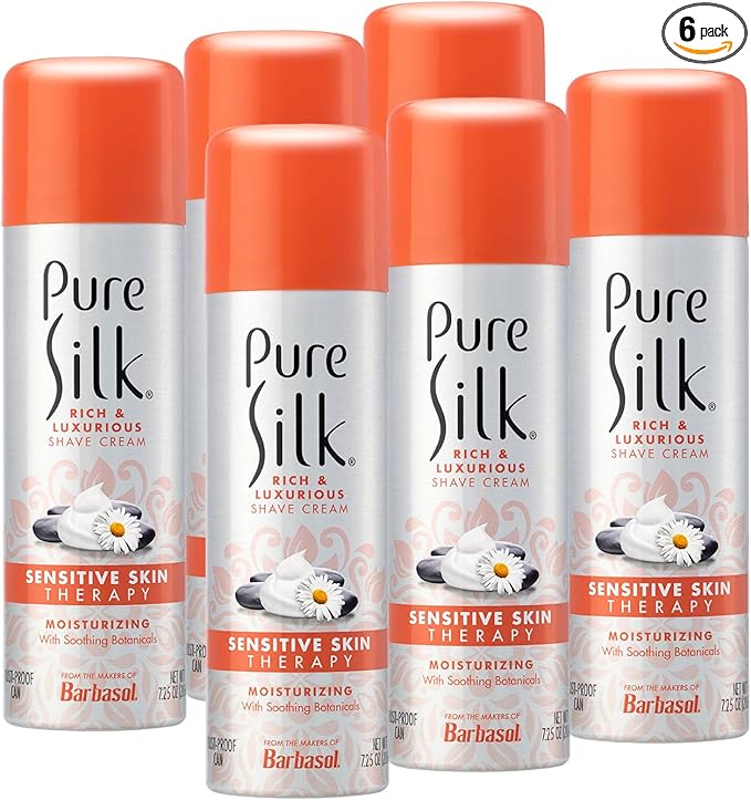 Pure Silk Sensitive Skin Spa Therapy Shave Cream for Women, 7.25 Oz, Pack of 6