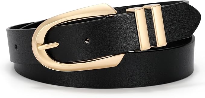 VONMELLI Women's Soft Faux Leather Belt for Jeans Pants Dress Fashion Ladies Waist Belt with Gold/Silvery Buckle