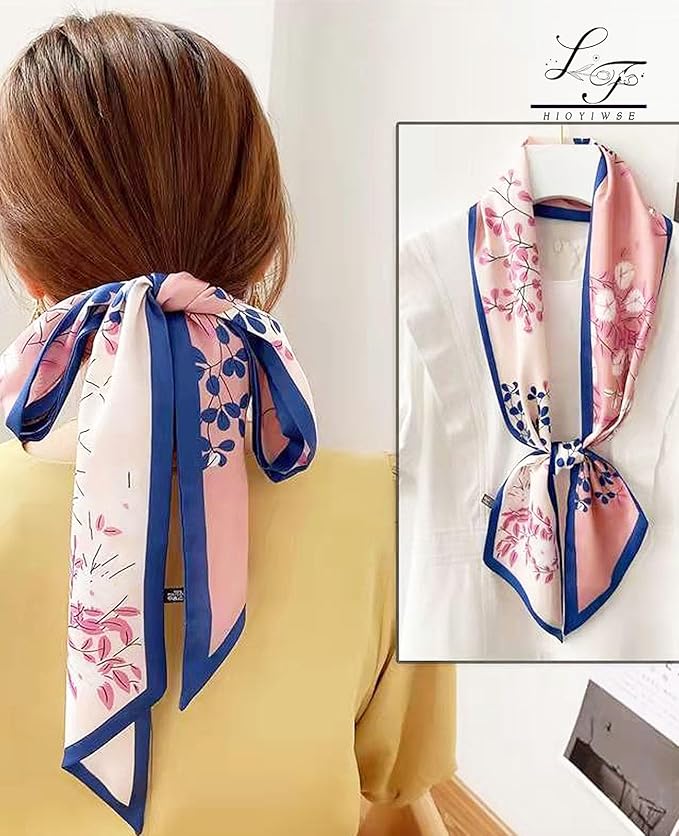 Head Scarf Hair Neck Scarves For Women Purse Bag Scarfs For Handbags Silky Long Thin Satin Headscarf Fashion