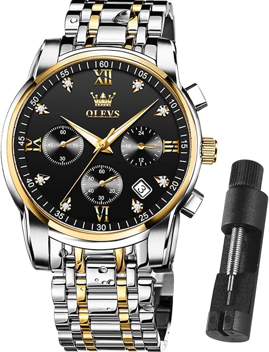OLEVS Mens Watches Waterproof Stainless Steel Adjustable Bracelet Watch Quartz Analog Watch for Men Fashion Business Classic Mens's Wrist watch's Casual Watches Gold/Blue/Black/White/Face/Dial