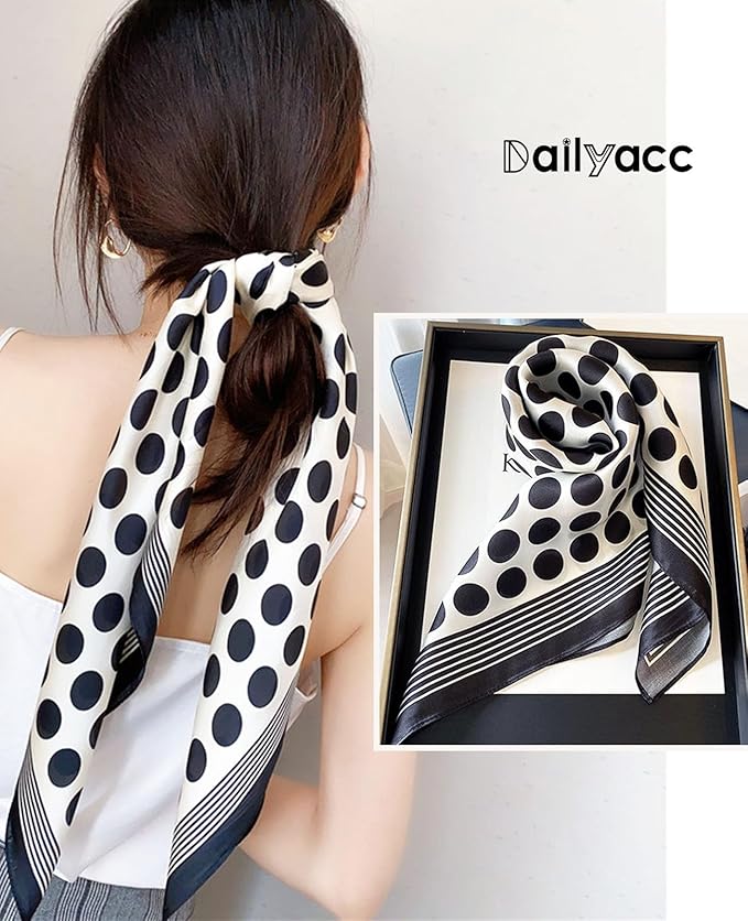 Dailyacc Hair Bandanas Scarf For Women Lightweight Fashion Neck Silk Satin Head Scarves For Sleeping Handbags Scarf