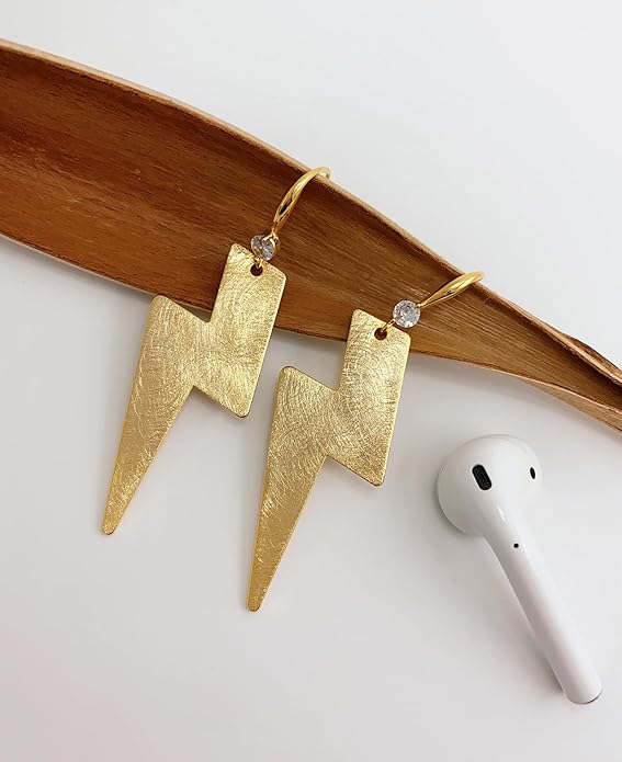 OZEL Gold Dangle Earrings for Women Brushed Finish, Matte Gold Statement Jewelry, 14k Gold Plated